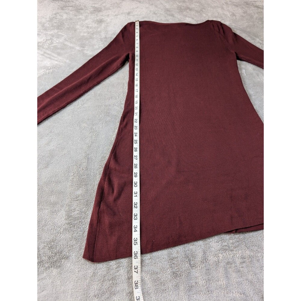 WHBM Dress Womens L Maroon Ribbed Knit Asymmetrical Sleeve Bateau Neck - Picture 10 of 11